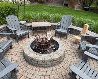 Polywood Adirondack chairs - grey - 6 available, fand iron pit iron log holder