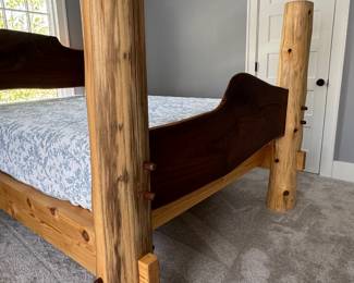 Log queen poster bed - hand-made 