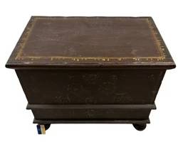 Hand-Painted Dark Wood Trunk/Chest