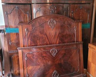 Antique Victorian Style Full Bed w/ Matching Armoire 