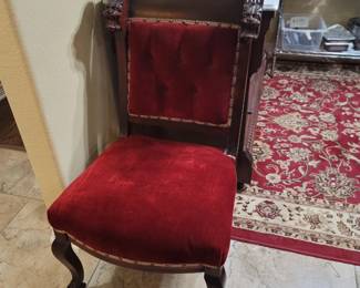 Antique Victoria Eastlake Crushed Velvet Side Chair