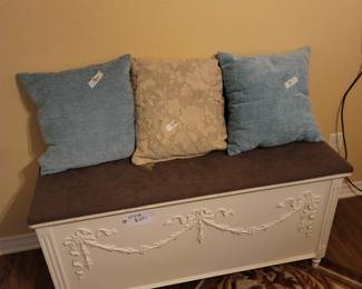 Vintage French-Style Hope Chest w/ Upholstered Top