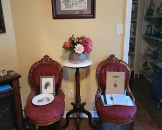 5 Antique Victorian Balloon Back Parlor Chairs (1 w/ arm rests)