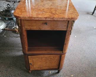 Antique French Louis XVI Style Nightstand w/ Marble Top
