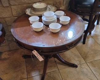 Antique English Georgian-Style Mahogany Drum Table