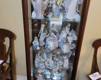 Curio Cabinet, Various Lladro` Figurines
