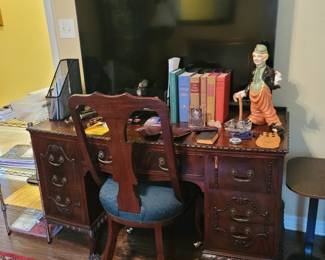 Vintage Chippendale-Style Writing Desk & Chair