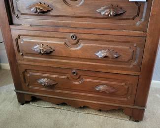 Walnut three drawer chest