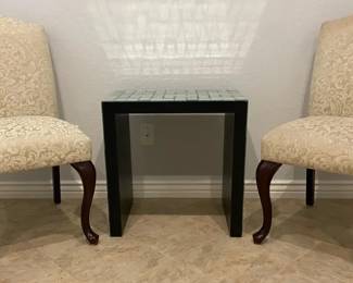 Mirror Side Table And Fancy Chairs