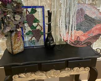 Three Drawer Accent Hall Table And Decor