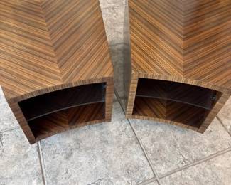 Two Pie Shaped End Tables