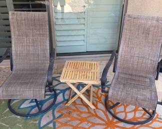 Patio Chairs And Wooden Table