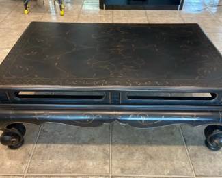 Black Lacquered ChinoiserieStyle Coffe Table