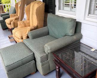 2 matching chairs with ottoman