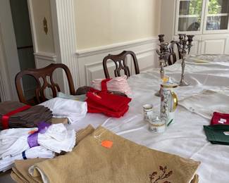 Candelabra and linens