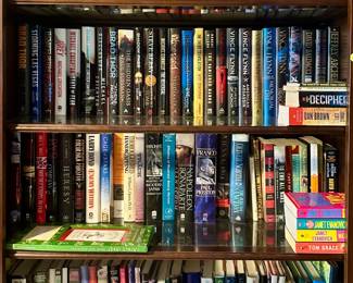 Hardcover books, DVDs ($2.00 each), paperback books, CD's, VHS tapes ($1.00 each)