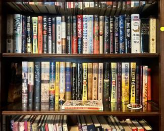 Hardcover books, DVDs ($2.00 each), paperback books, CD's, VHS tapes ($1.00 each)