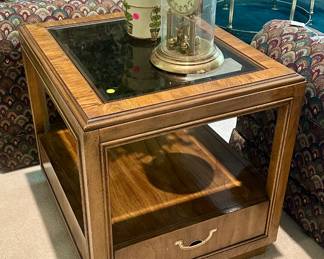Vintage Drexel Accolade Collection end table with glass top. $50.00