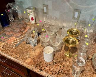 Various drinking glasses. $1.00 to $10.00