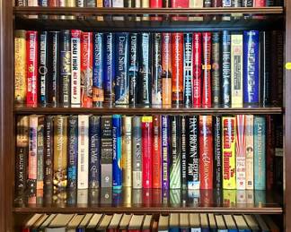 Hardcover books, DVDs ($2.00 each), paperback books, CD's, VHS tapes ($1.00 each)