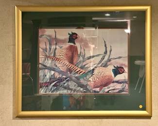 Framed pheasant artwork. $25.00