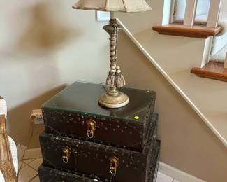 Trunk side table ($100.00), table lamp ($25.00)