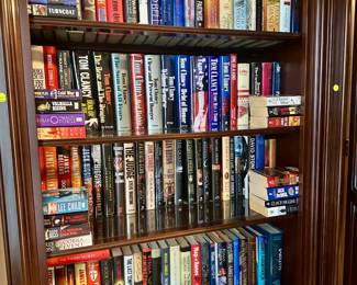 Hardcover books, DVDs ($2.00 each), paperback books, CD's, VHS tapes ($1.00 each)