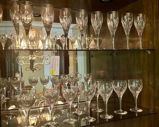 8 Waterford champagne flutes ($100.00 set), 9 Waterford wine glasses ($100.00 set)