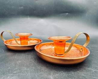 (2) Copper Craft Guild Candle Holders
