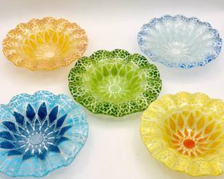 (5) Sydenstricker Glass Dishes Signed