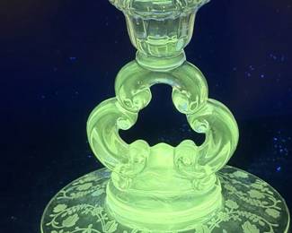 Cambridge Glass Keyhole Candlestick