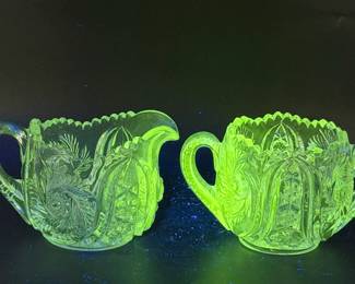 Vintage Glass Creamer & Sugar Bowl