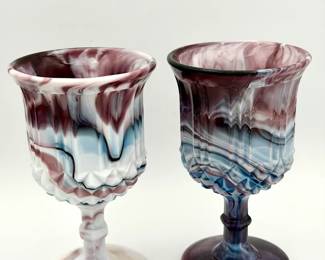 Challinor, Taylor and Company Purple Slag Glass Goblets