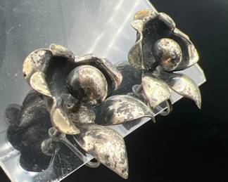 Sterling Silver Flower Earrings — Vintage