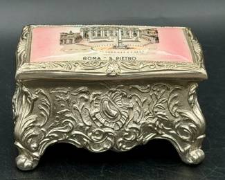 Vintage Italian Metal Jewelry Box