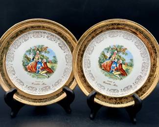 (2) 22K Gold Rimmed Plates