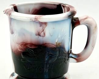 Rabbit Motif Purple Slag Glass Children’s Cup