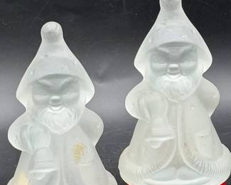 Vintage Goebel Frosted Santa Claus Gnome Bell & Musical Figurine