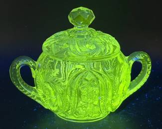 McKee Wiltec Clear EAPG Pressed Sugar Bowl & Lid