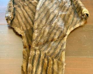 Brown Stripe Fur Stole Wrap Vintage William Cogs Boston MA