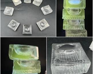 (8) Vintage Salt Cellars — Green Ultraviolet Glow