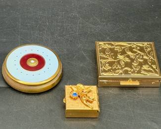 (2) Vintage Compacts & Pill Box