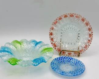 (3) Sydenstricker Glass Dishes Signed