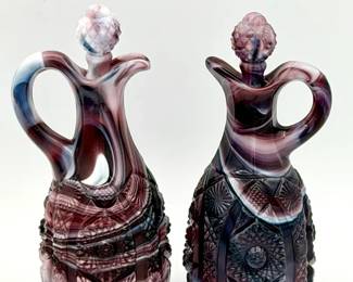 (2) Stamped Imperial Glass Purple Slag Glass Crusts