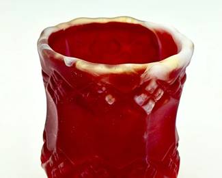 UV Reactive Imperial Glass red slag glass toothpick holder