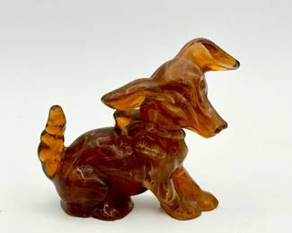 Vintage Stickered Imperial C Slag Glass Dog