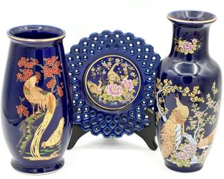 (2) Japanese Vases & Plate