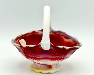 Stickered UV Reactive Imperial Ruby Slag Glass Basket