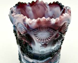 vintage Imperial slag glass toothpick holder Bellaire Sawtooth Pattern
