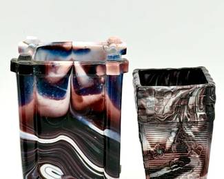 (2) Purple Slag Glass Vessels
